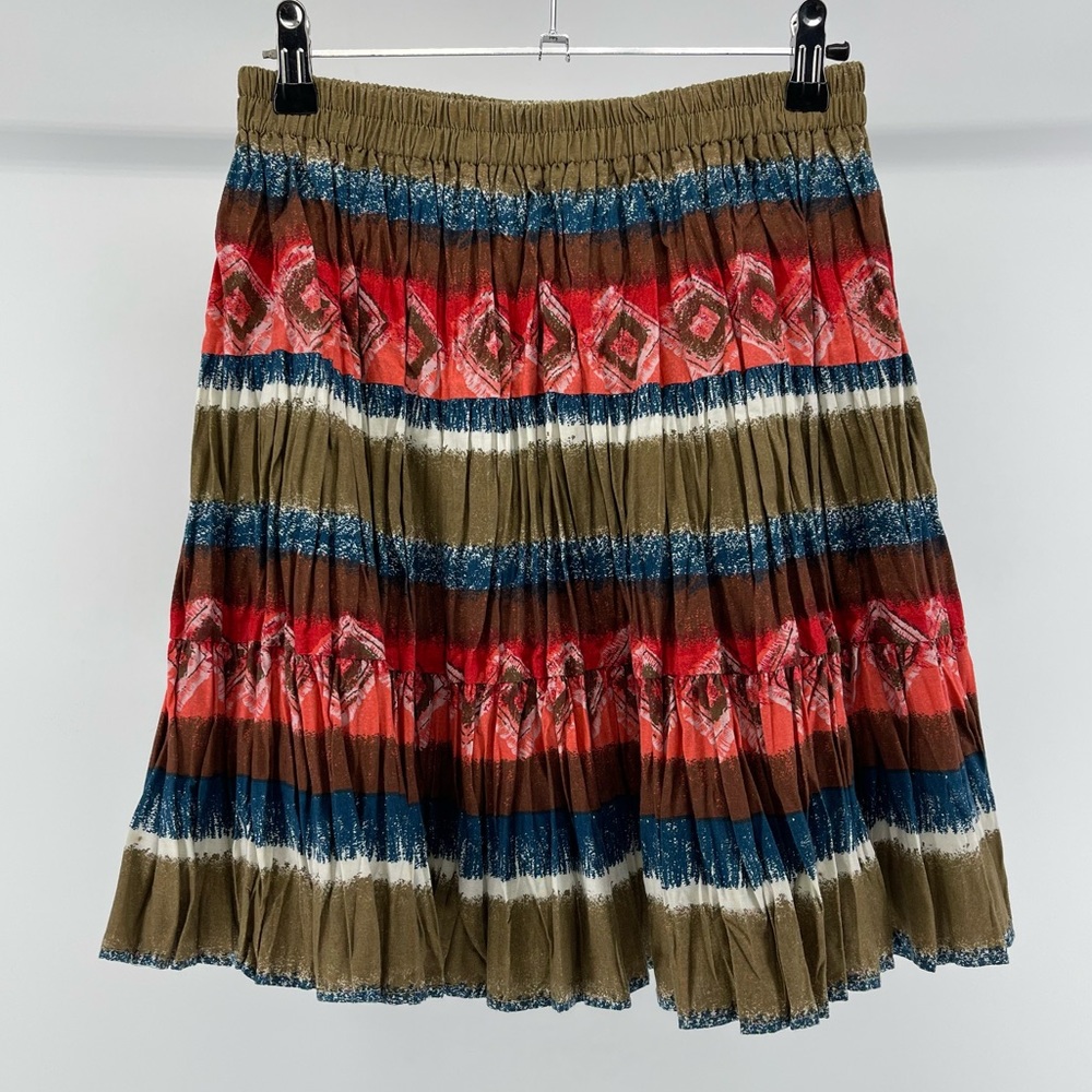 Vintage Banjo Made in USA 100% Cotton Southwestern Skirt, Elastic Waist, Medium